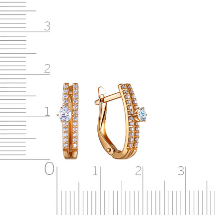 Серьги с английским замком из красного золота с фианитом