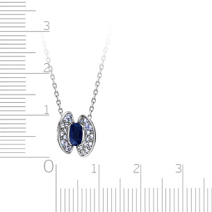 Колье из белого золота с сапфиром, плетение якорное