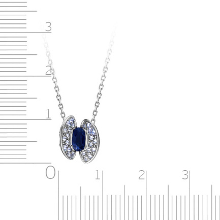 Колье из белого золота с бриллиантами, сапфиром, плетение якорное