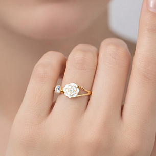 Кольцо из желтого золота с эмалью