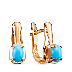 Серьги из комбинированного золота с бирюзой