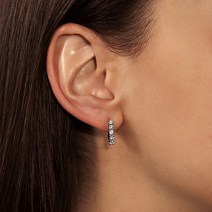 Серьги с английским замком из белого золота с бриллиантами