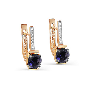 Серьги с английским замком из красного золота с бриллиантами