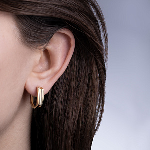 Серьги с английским замком из желтого золота