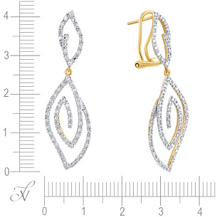 Серьги из желтого золота с бриллиантом