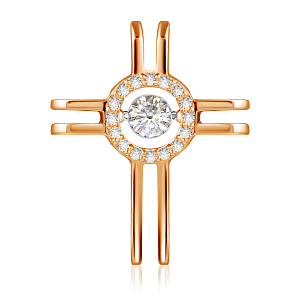 Крест декоративный из красного золота с бриллиантами