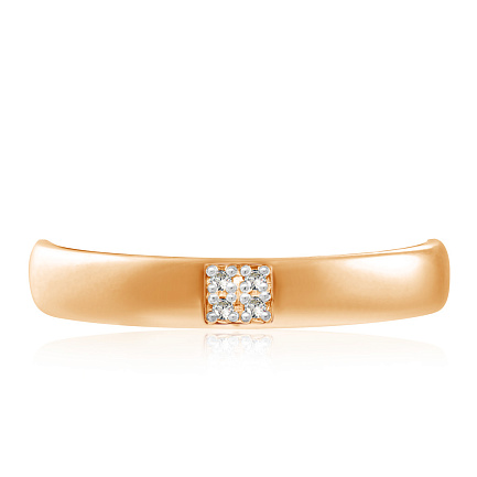 Кольцо обручальное из красного золота с бриллиантами