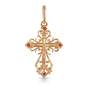 Крест из красного золота с рубинами