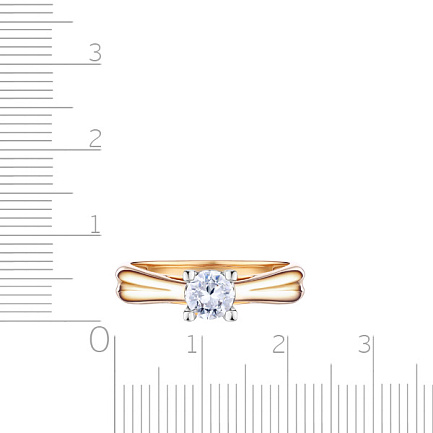 Кольцо из красного золота с фианитом