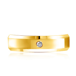 Кольцо обручальное из желтого золота с бриллиантом