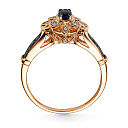 Кольцо из красного золота с бриллиантами, сапфиром