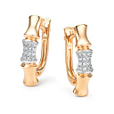 Серьги с английским замком из красного золота с бриллиантами