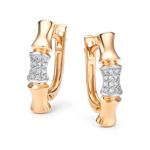 Серьги с английским замком из красного золота с бриллиантами
