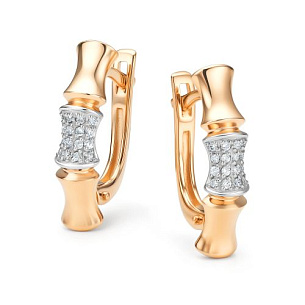 Серьги с английским замком из красного золота с бриллиантом