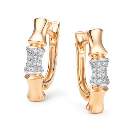 Серьги с английским замком из красного золота с бриллиантами