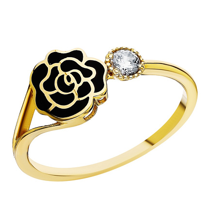 Кольцо из желтого золота с эмалью