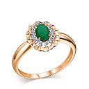 Кольцо из серебра с агатом, фианитами