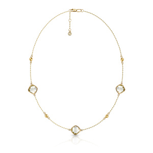 Колье из желтого золота с аметистами, плетение якорное