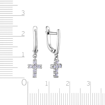 Серьги с английским замком из серебра с фианитом