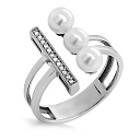 Кольцо из белого золота с бриллиантами, жемчугом