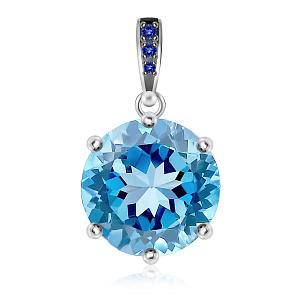 Подвеска из белого золота с сапфирами, топазом