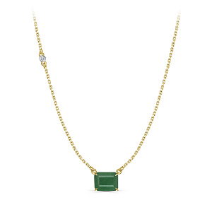 Колье из желтого золота с бриллиантом, изумрудом