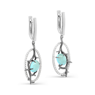 Серьги с английским замком из серебра с фианитами и топазами