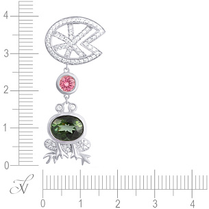 Подвеска из белого золота с бриллиантами, турмалинами