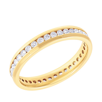 Кольцо обручальное из желтого золота с бриллиантами