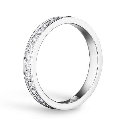 Кольцо обручальное из белого золота с бриллиантами