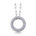 Колье из серебра с фианитом, плетение якорная с удлиненным звеном