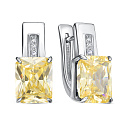 Серьги с английским замком из серебра с бриллиантами