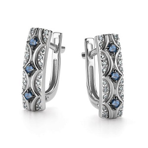 Серьги с английским замком из белого золота с бриллиантами