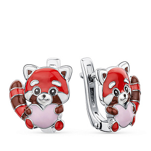 Серьги детские из серебра с эмалью