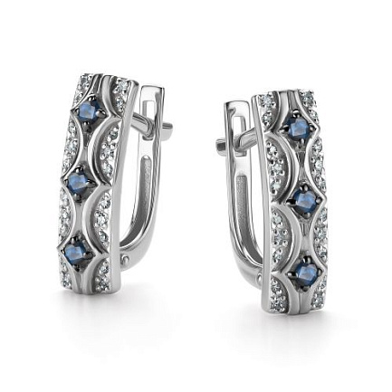 Серьги с английским замком из белого золота с бриллиантами