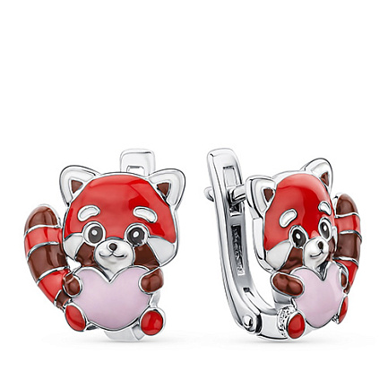 Серьги детские из серебра с эмалью