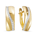 Серьги с английским замком из желтого золота с бриллиантами