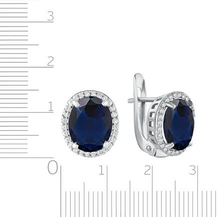 Серьги из серебра с корундом, фианитом