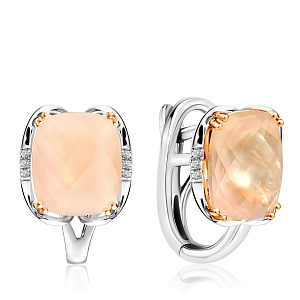 Серьги с английским замком из белого золота с бриллиантами