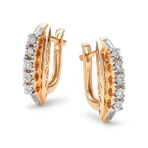 Серьги с английским замком из красного золота с бриллиантами