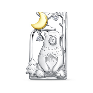 Брошь из серебра с фианитом