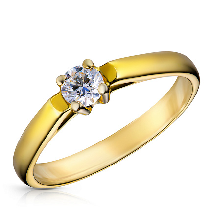Кольцо из желтого золота с бриллиантом