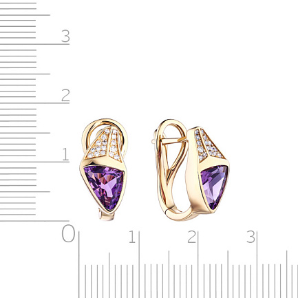 Серьги с английским замком из желтого золота с бриллиантами