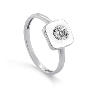 Кольцо из белого золота с бриллиантом