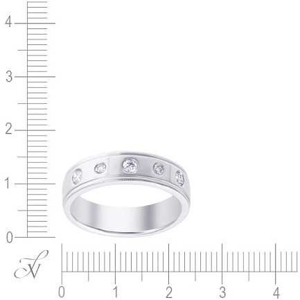 Кольцо обручальное из белого золота с бриллиантами