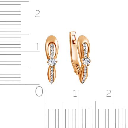 Серьги из красного золота с фианитом