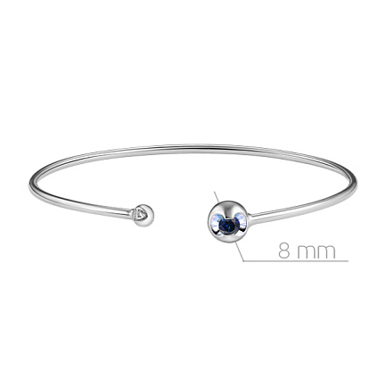 Браслет жесткий из белого золота с сапфиром