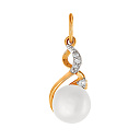 Подвеска из красного золота с жемчугом, фианитом
