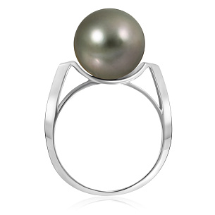 Кольцо с жемчугом из белого золота