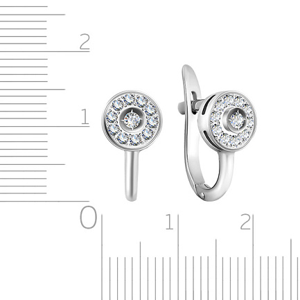 Серьги с английским замком из белого золота с бриллиантами